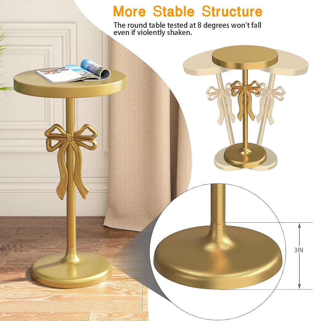 Gold Drink Table, Metal Martini Side Table - 11.9" x21.7'', Gold...