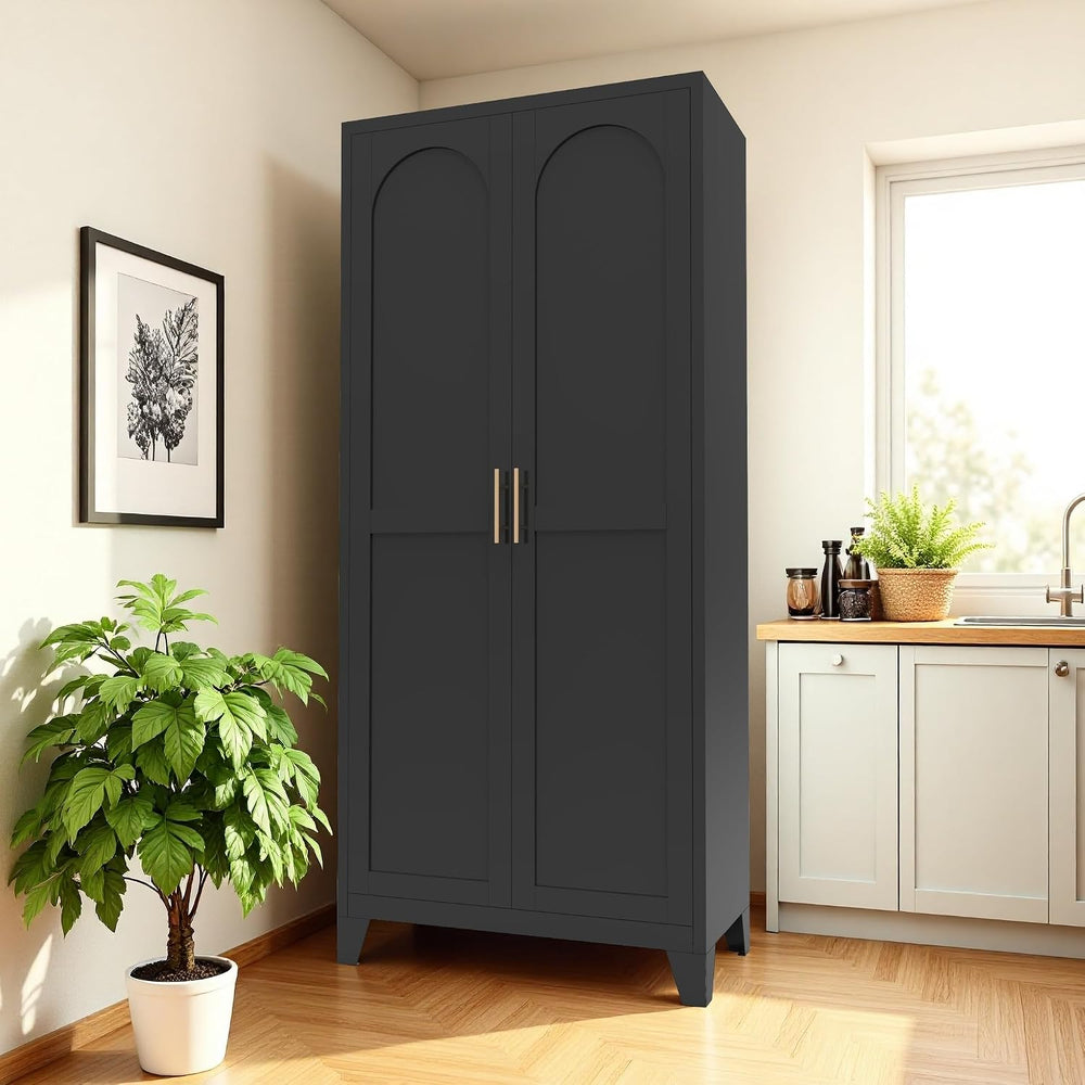 RYH Metal Pantry Cabinet with Doors & 3/4 Shelves, Kitchen Storage Cabine...