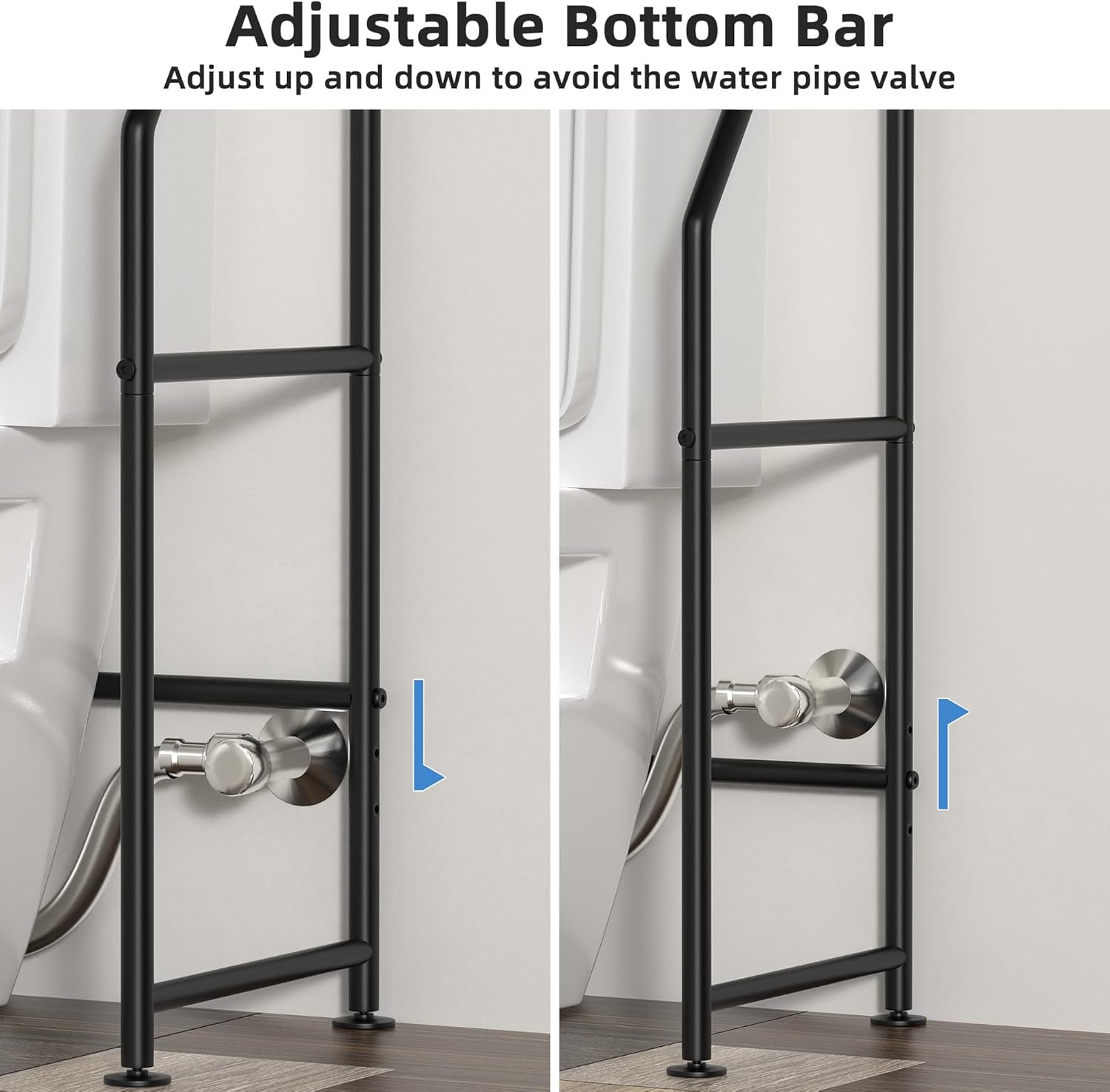 3-Tier Over The Toilet Storage, Freestanding Metal Bathroom Shelves, Space Saver Above The Over Toilet Storage Shelf for Bathroom (Black)