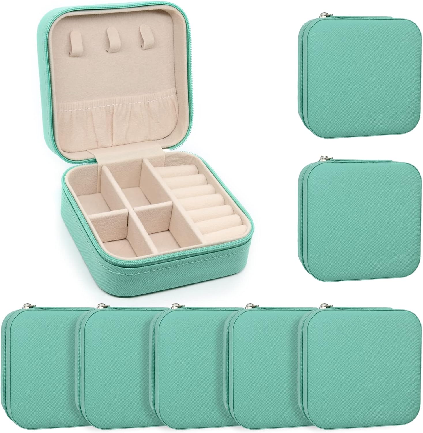 KEINE MARKE Small Jewelry Box, Travel Portable Jewelry Case for Ring, Pendant, Earring, Necklace, Bracelet Organizer Storage Holder Boxes (blue*8).