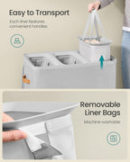 SONGMICS Laundry Basket, 50.2 Gal. Laundry Hamper, 3 Compartments, Easy Assembly, with Lid and Handles, Removable Liners, 25.2 x 15.7 x 29.5 Inches, Dove Gray ULCB814GD01