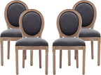 Nrizc French Country Dining Chairs Set of 4, Farmhouse Dining Chairs, Wood Round Back Dining Room Chair, for Dining Room/Living Room/Bedroom