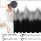 iMucci Bathroom Accessories Black Bathroom Sets with Shower Curtain and Rug, Black Ombre Waterproof Shower Curtain with Ultra Absorbent Rug Bathroom Accessories Set for Home Decor