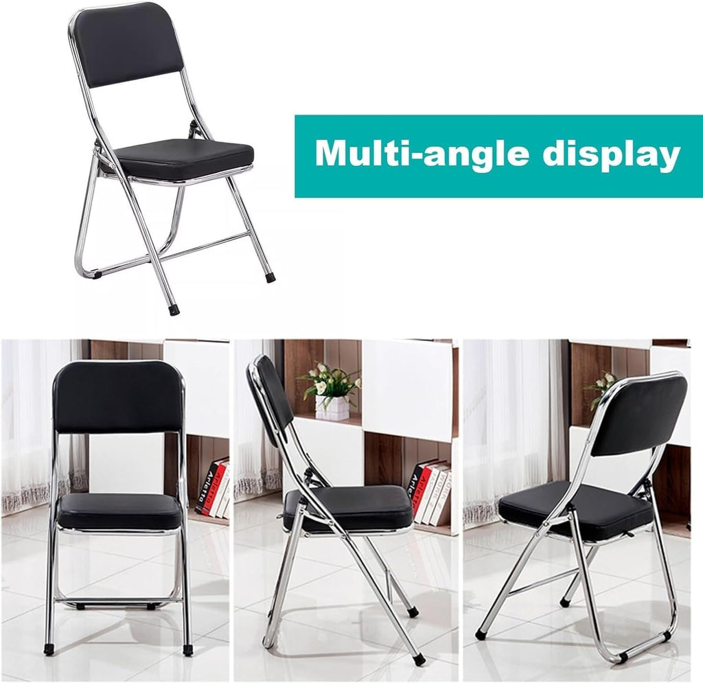 4 Pack Folding Chairs with Padded Cushion and Back, Padded Folding Office for Home and Office,(Purple)