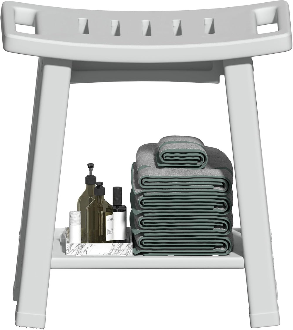 Shower Chair for Inside Shower, Shower Stool with Anti-Slip Foot Covers hold ...