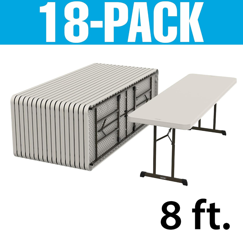 LIFETIME 880250 Professional Grade Folding Table, 8 ft, Almond HDPE Top, Bron...