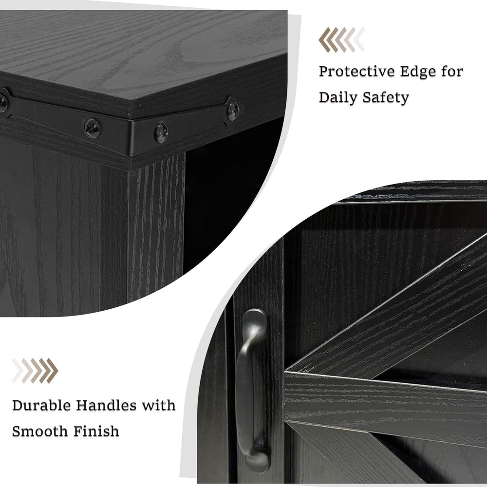 Farmhouse Nightstand Set of 2 with Charging Station, Modern Bedside Table wit...