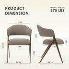 COLAMY Dining Chairs Set of 2, Mid Century Modern Dining Room Kitchen Dinner Chairs with Iron Legs, Open Back and Padded Seat, for Living Room/Bedroom/Restaurant/Cafe, Taupe
