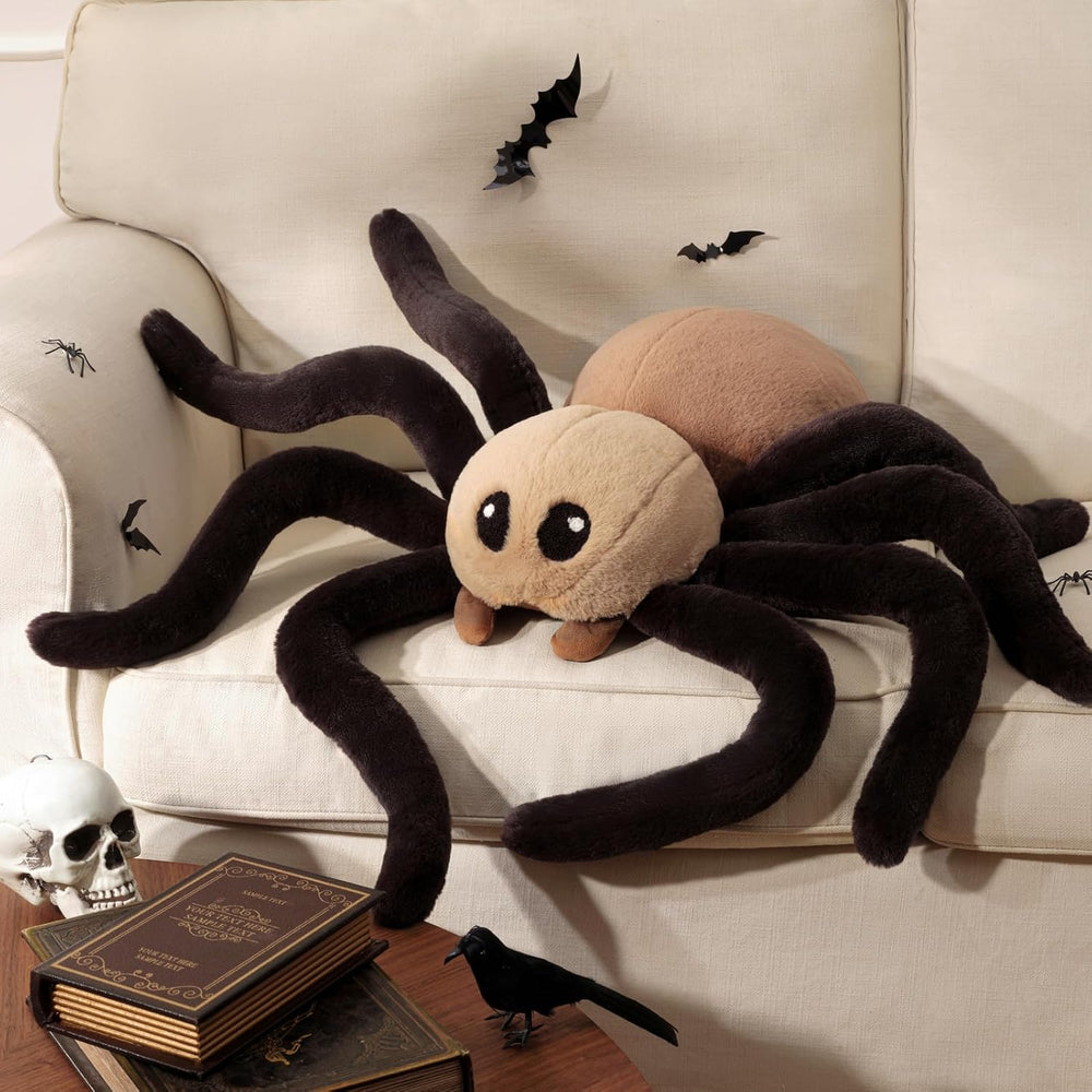Phantoscope Halloween Spider Shaped Throw Pillow, Faux Fur Fluffy Tarantula D...