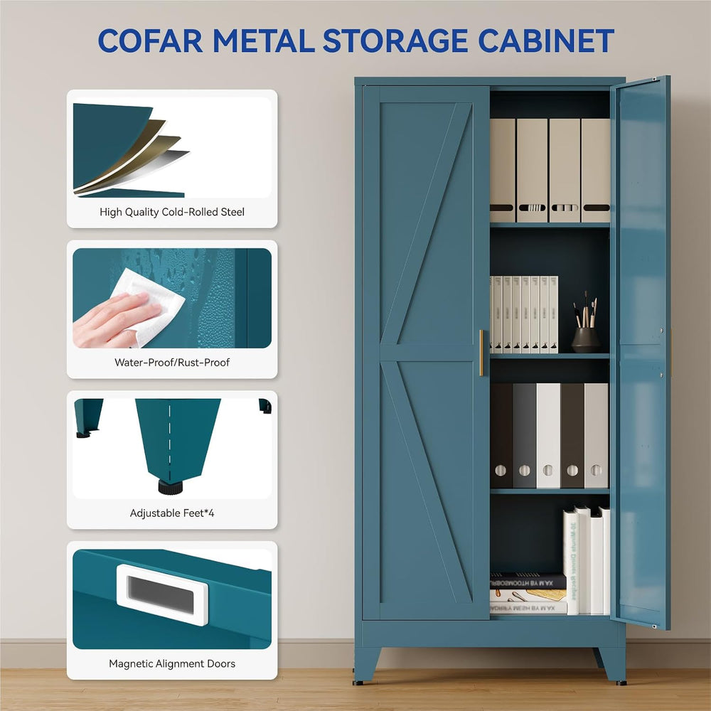 COFaR Metal Pantry Cabinet with Doors, Farmhouse 61'' Tall Storage Ca...