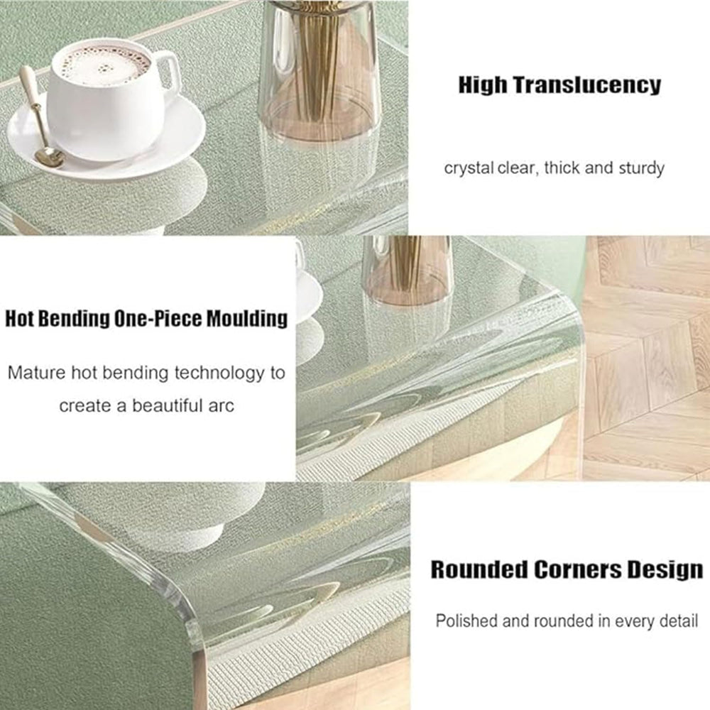 C-Shape Clear End Table, Transparent Small Multipurpose Side Nightstand Bedsi...