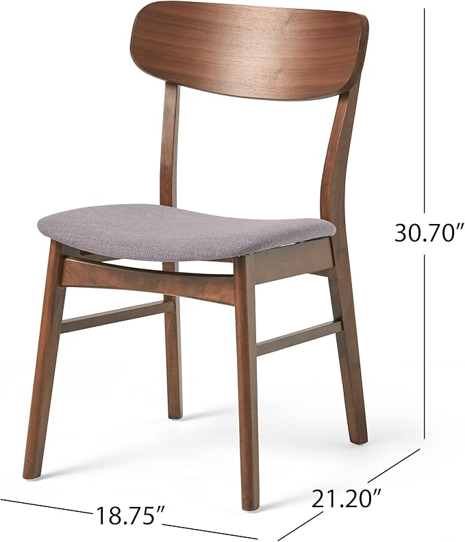 Christopher Knight Home Lucious Curved Leg Rectangular Dining Set, 5-Pcs Set, Natural Walnut / Dark Grey