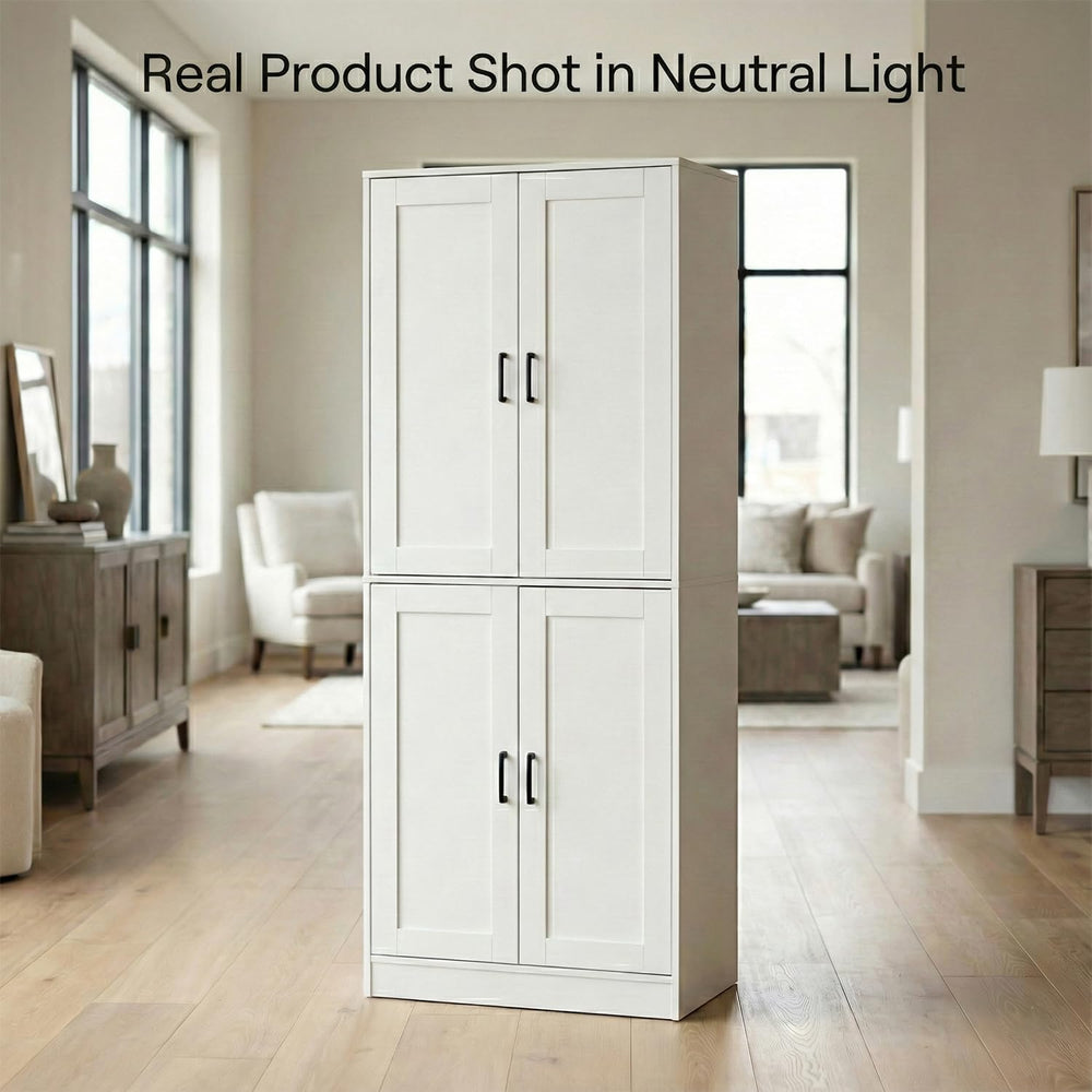 DIYART 71" Tall Kitchen Pantry Cabinet, Freestanding Food Storage Organi...