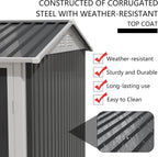KEIKI 9x6 FT Metal Storage Shed with Window, Large Outdoor Backyard Shed for Tools & Equipment, Durable Galvanized Steel Garden Shed for Patio or Tiny House Use, Gray