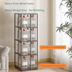 Square Rotating Bookshelf Tower - 360 Spinning Display Corner Bookcase for Narrow Space, Modern 4-Tier Revolving Storage Shelf, Black