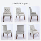 Upholstered Tufted Chenille Dining Chairs with Arms & Nailhead Trim – Solid Wood Frame & Legs, Modern Farmhouse for Dining, Kitchen & Living Room (Set of 4, Beige)