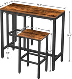 HOOBRO Bar Table Set, Pub Tables Bar Height with Stools Set of 2, Bar Chairs Under Counter Height Table for Small Spaces, Industrial Dining Table Sets for Kitchen, Living Room, Parties BF54BT01