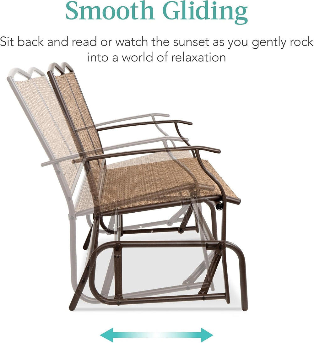 Best Choice Products 2-Person Outdoor Patio Swing Glider Steel Bench Loveseat...