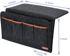 Bedside Caddy, 7 Pockets Large Size Bedside Organizer Caddy for Magazine Remotes Phone (17.3'' x 18.1'', Dark Grey)