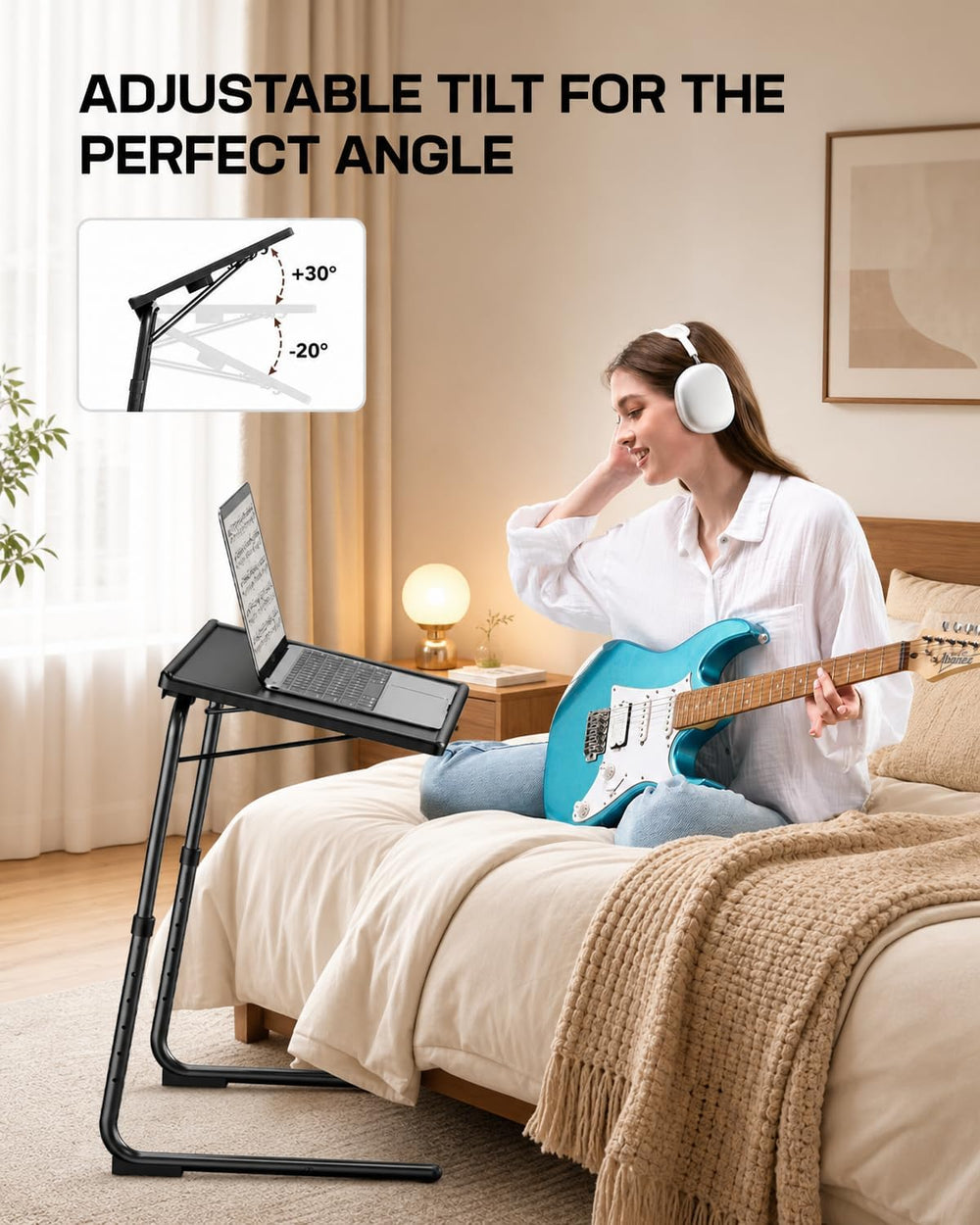 LORYERGO TV Tray - TV Table for Eating, Folding Table Trays with 6 Height &am...