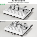 Pull out Cabinet Organizer, Wider Expandable(14"-24") Heavy Duty Slide out Drawers Fixed with Adhesive Nano Film for Pots, Roll out Shelf Storage for Kitchen Cabinet Organization(White-2pcs)(3 Rails)