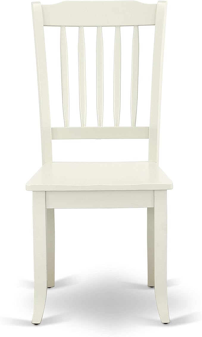 East West Furniture SUDA3-LWH-W 3 Piece Dining Room Table Set Contains a Round Dining Table with Dropleaf & Shelves and 2 Wood Seat Chairs, 42x42 Inch, Linen White