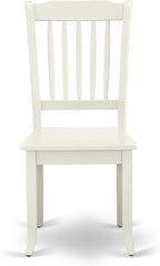 East West Furniture SUDA3-LWH-W 3 Piece Dining Room Table Set Contains a Round Dining Table with Dropleaf & Shelves and 2 Wood Seat Chairs, 42x42 Inch, Linen White