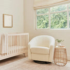 Babyletto Madison Swivel Glider in Polyester Ivory Boucle, Greenguard Gold and CertiPUR-US Certified