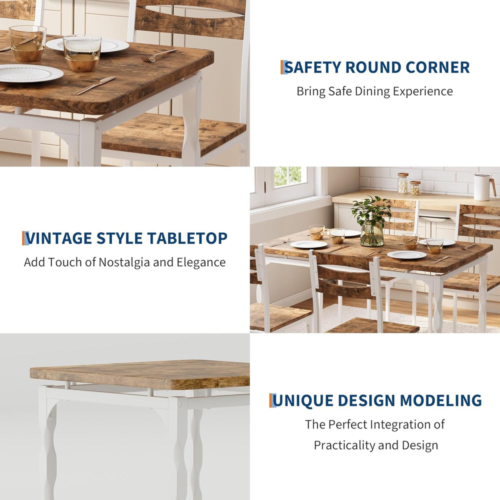 GarveeHome 5 Piece Dining Table Set, Industrial Style Dining Table and Chairs...