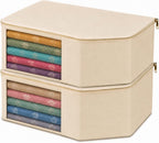 Kottify Premium Cotton Canvas Blouse Organizer – Pack of 2 | Durable Blouse Covers for Wardrobe Storage | Protects Saree Blouses – 38x25x17 cm