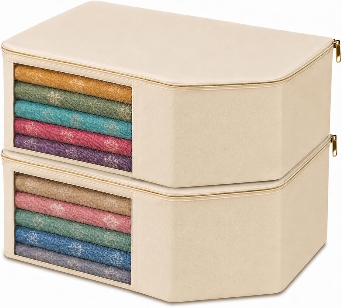 Kottify Premium Cotton Canvas Blouse Organizer – Pack of 2 | Durable Blouse Covers for Wardrobe Storage | Protects Saree Blouses – 38x25x17 cm