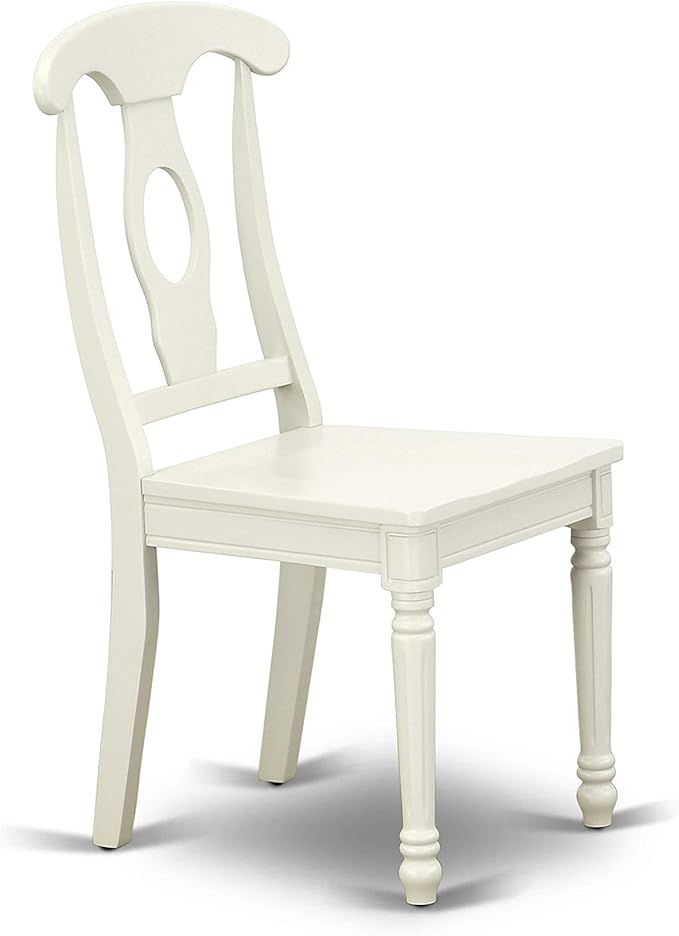 East West Furniture VAKE5-LWH-W 5 Piece Kitchen Table Set for 4 Includes an Oval Dining Room Table with Butterfly Leaf and 4 Solid Wood Seat Chairs, 40x76 Inch, Linen White