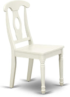East West Furniture VAKE7-LWH-W 7 Piece Dining Set Consist of an Oval Dining Table with Butterfly Leaf and 6 Kitchen Chairs, 40x76 Inch, Linen White