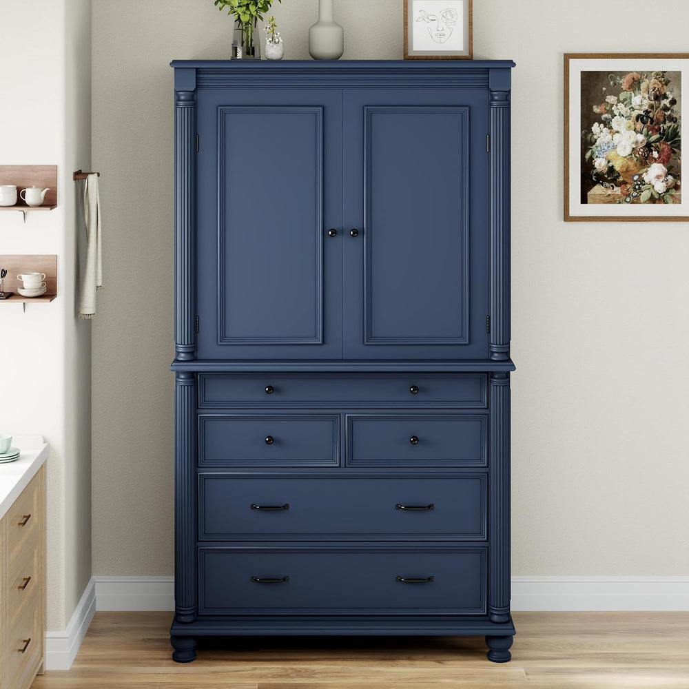 Freestanding Large Kitchen Pantry,Tall Storage Cabinet Cupboard with 6 Door S...