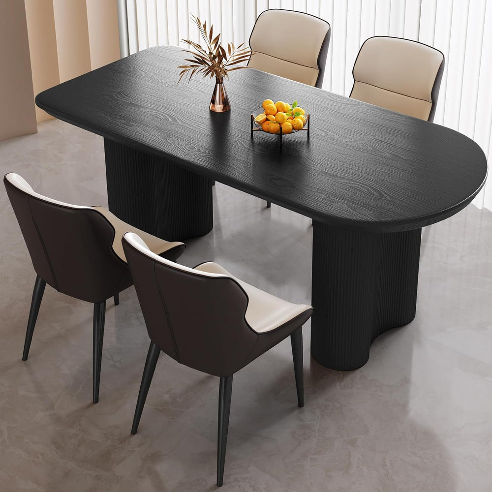 63" Modern Dining Table Set for 4, Black 5 Piece Dining Set