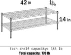 18" Deep x 42" Wide x 14" Height Wire Shelving Kit | 2-Tier | NSF Commercial Storage Rack Unit
