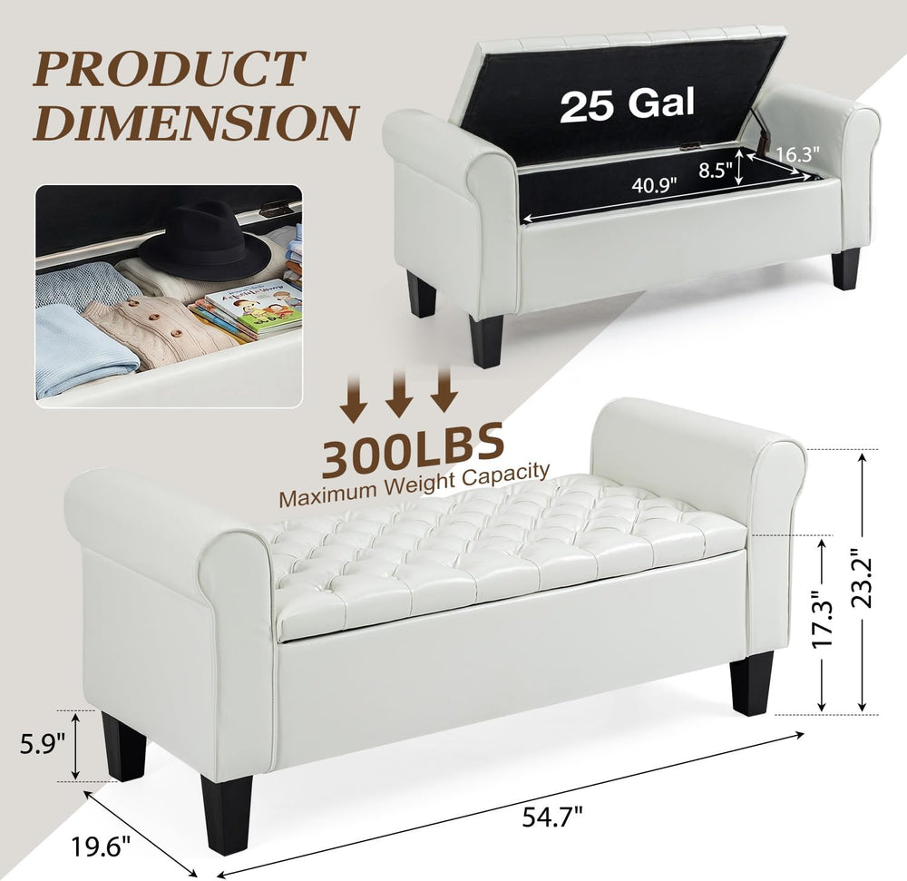 ECOTOUGE 55" Storage Ottoman Bench for Living Room, End of Bed Bench wit...