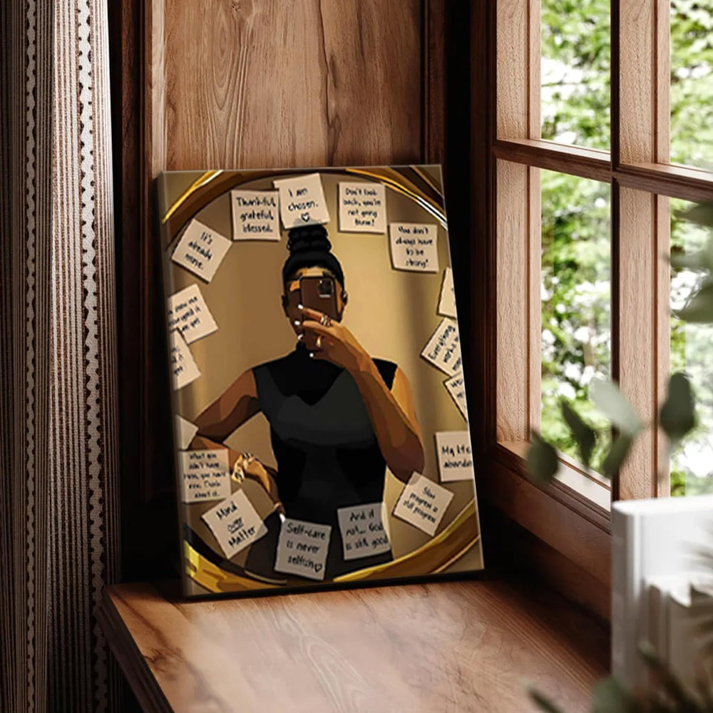 Framed Black Girl Wall Art Set of 3, Fashion Inspirational Black Woman Wall D...
