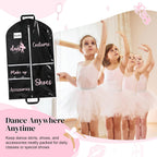 DEEKA 4 Pack Dance Garment Bag for Hanging Clothes with Zipper Pockets Dance Accessories Essentials Uniform Costume 40 Inch Dress Bags for Dance Competition Girls (Black,Pink)