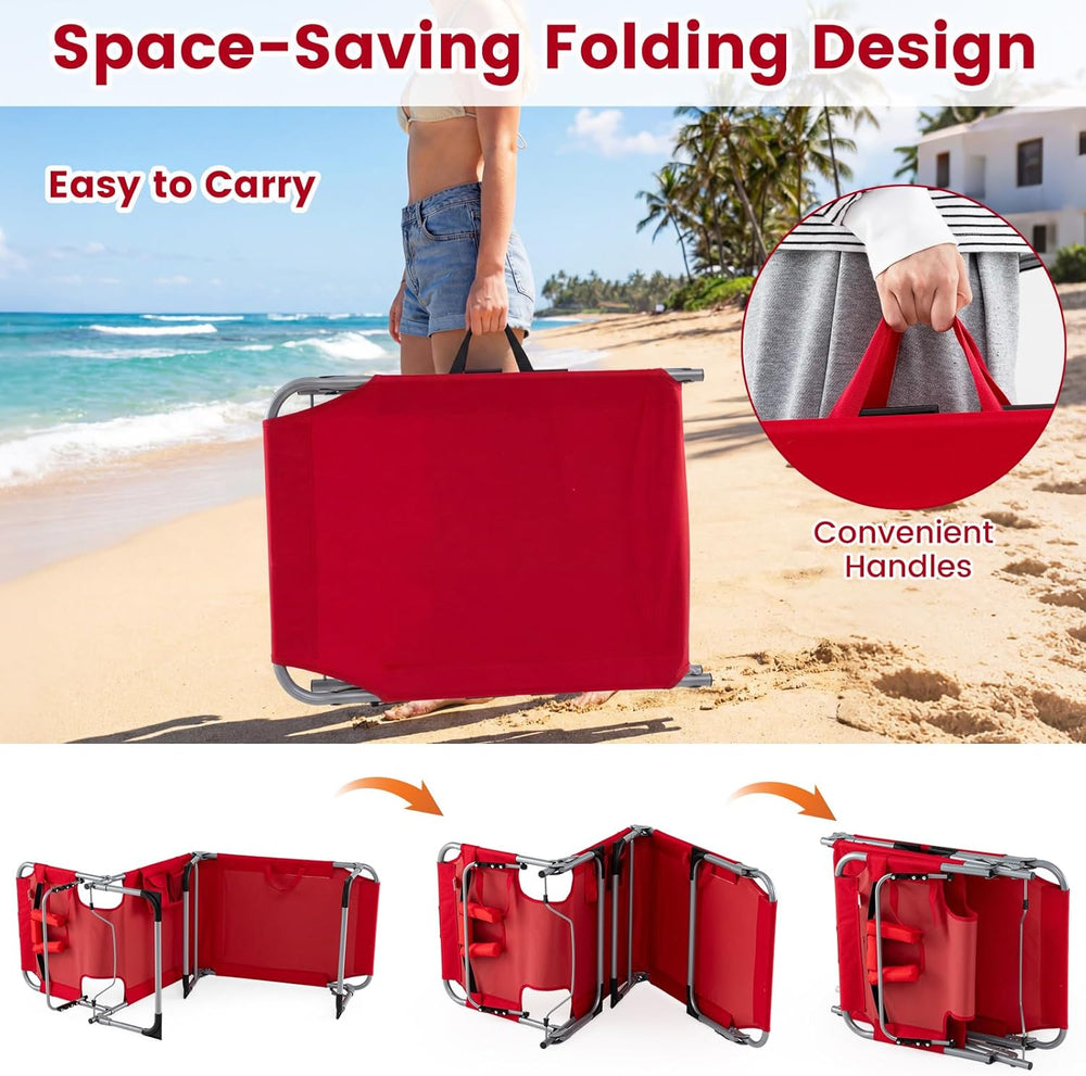 COSTWAY Tanning Chair with Face Hole, Folding Beach Lounge Chair with 4-Posit...