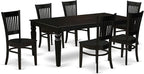 East West Furniture LGVA7-BLK-W 7 Piece Kitchen Table & Chairs Set Consist of a Rectangle Dining Room Table with Butterfly Leaf and 6 Dining Chairs, 42x84 Inch, Black