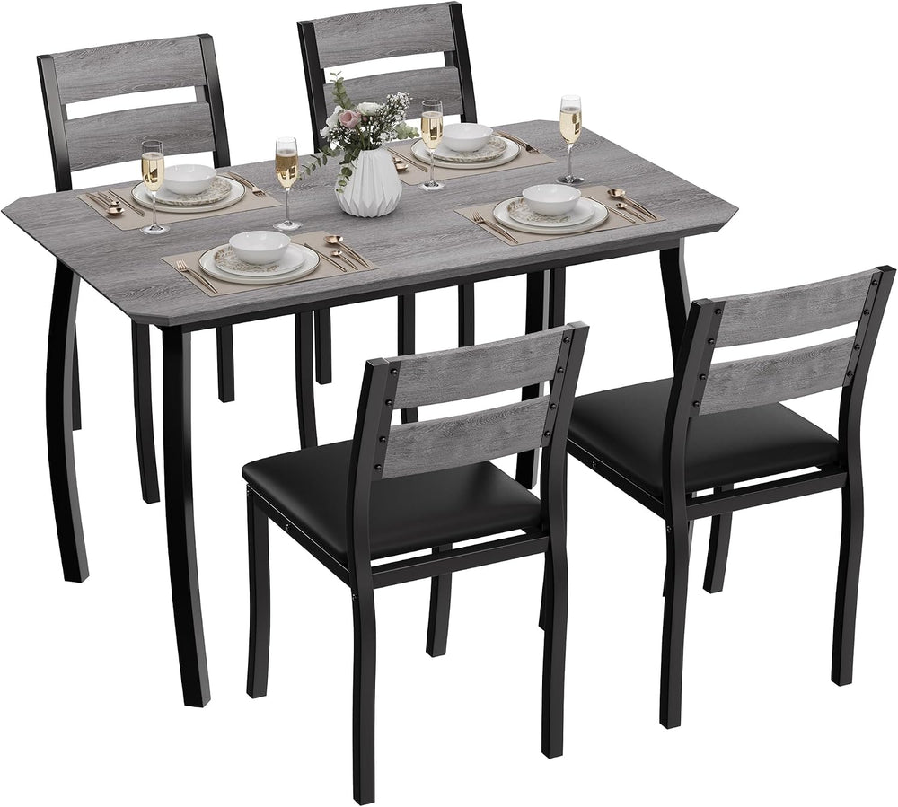 IDEALHOUSE Dining Table Set for 4 Modern Kitchen Table and Chairs Set with Ch...