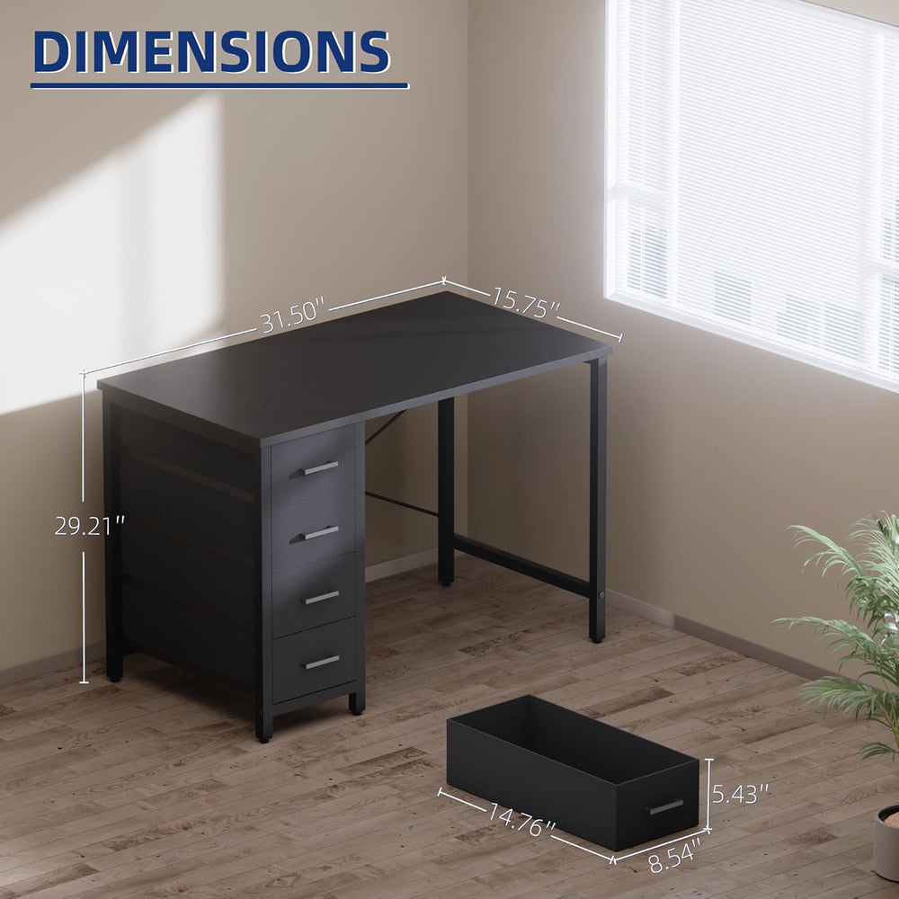 Pamray 32 Inch Computer Desk with 4 Drawers Small Office Desk for Home Bedroo...