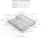 BINO | 3-Piece Drawer Organizer Bin Set - Grey, Large | THE MODULAR+ | Multi-Purpose Storage | Soft-Grip Lining and Non-Slip Rubber Feet | Durable | BPA-Free | Desk Drawer Organizer | Vanity Organizer