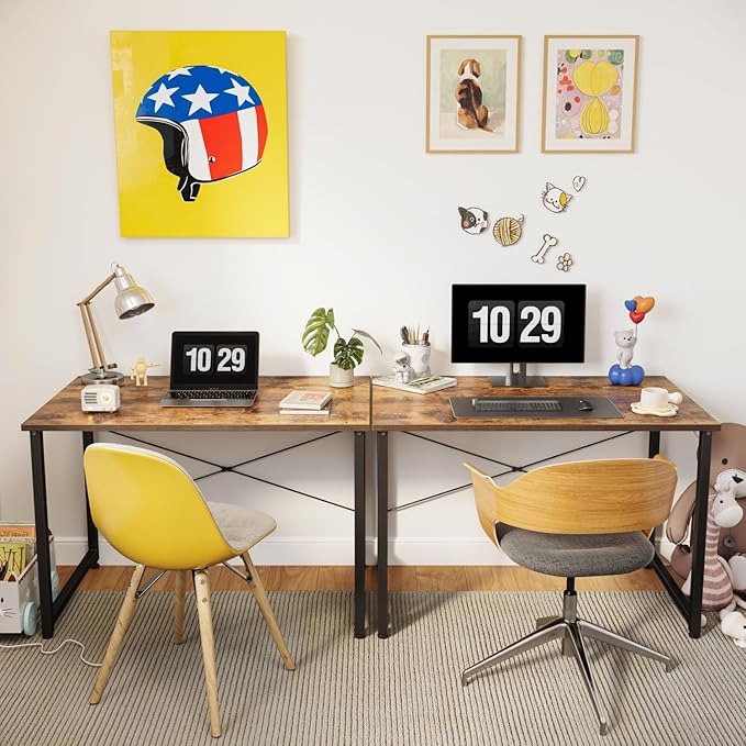 Cubiker Computer Desk, 47 inch Small Home Office Desk for Small Spaces, Modern Simple Style for Home, Office, Vintage Brown