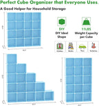 C&AHOME Cube Storage Organizer, 16-Cube Shelves Units, Plastic Storage Cubes, DIY Closet Organizer, Modular Closet Storage Shelves Ideal for Home, Bedroom, 48.4" L × 12.4" W × 48.4" H Blue UPCS16L