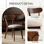 100% Solid Wood Dining Chairs,Mid Century Modern Dining Chairs with Upholstered Cushion,Kitchen,Dining Room Chairs Set of 4 (4, Walnut Color Grey Upholstery)