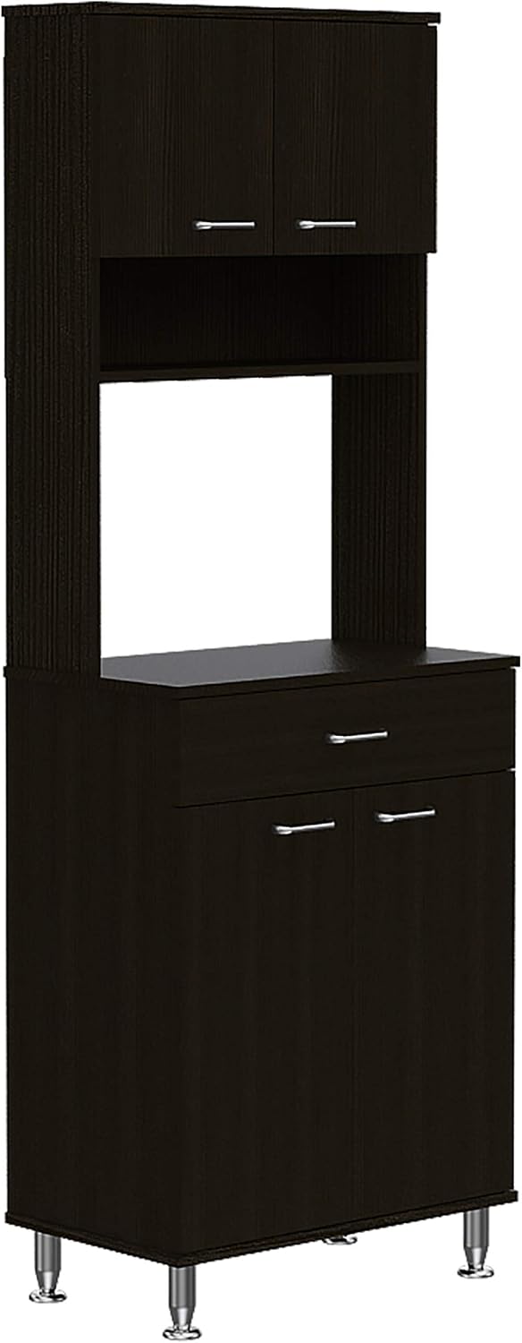 ModernKitchen Pantry, Black Storage Cabinet with Countertop, Easy to Maintain...