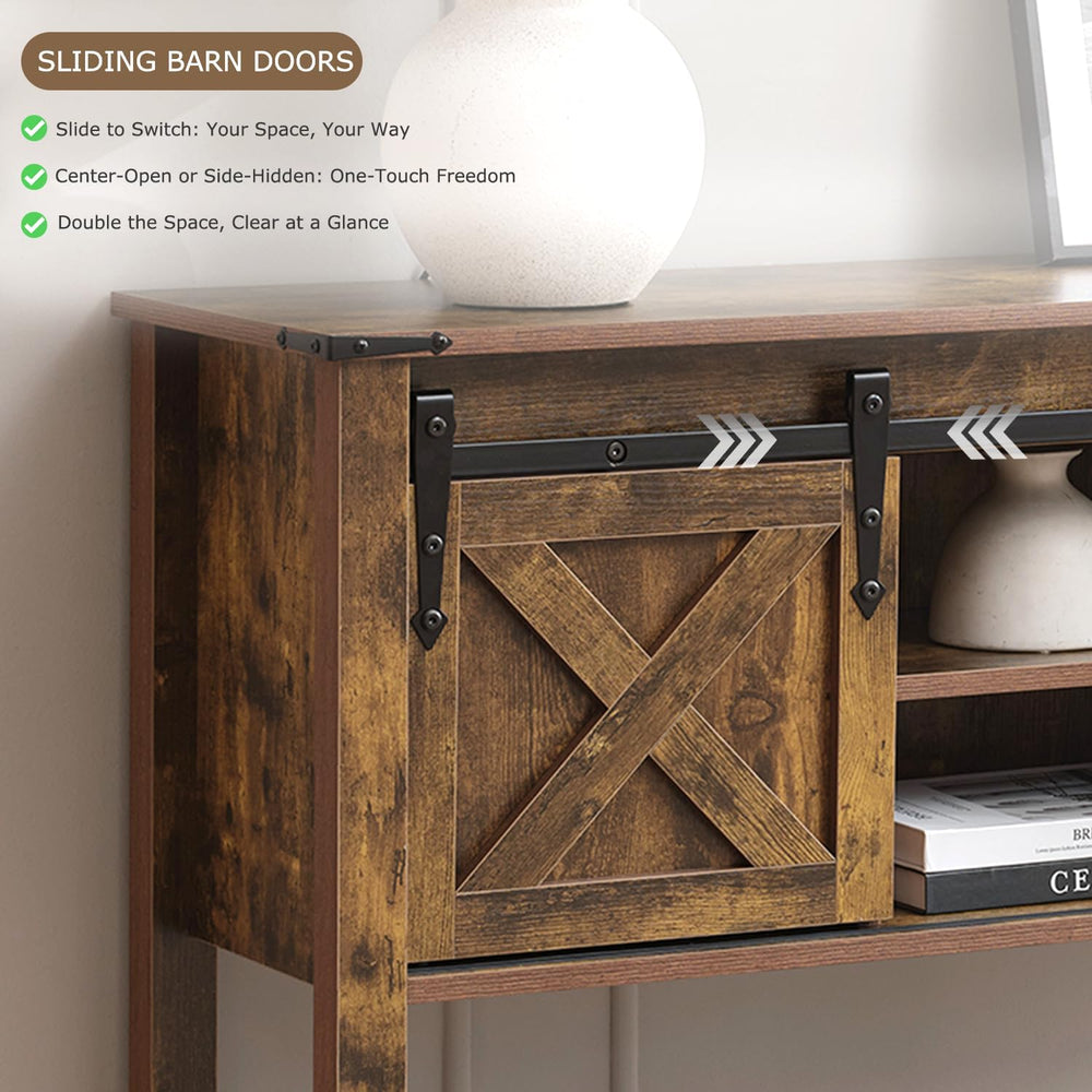 Entryway Table with Storage, Farmhouse Buffet Cabinet Coffee Bar Kitchen Isla...