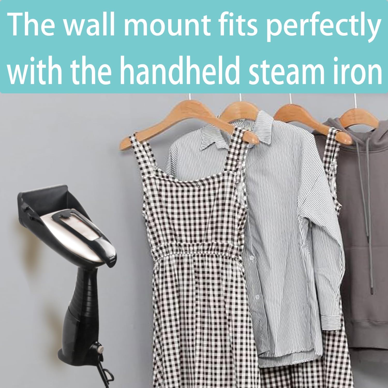 Ironing Board Hanger Wall Mount for Clothes for Conair Handheld Garment Steamer，for Laundry Rooms Storage Organizer,Garment Steamer Stand Compatible with Conair GS59X、GS59B Models (Black) (Black)